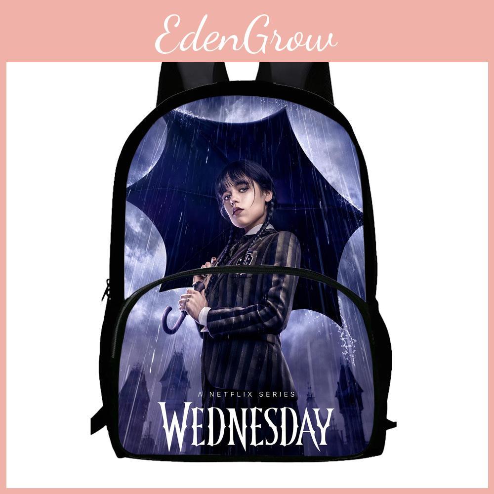 Wednesday Addams Print Backpack With Large Capacity Oxford Fabric School Bag For Teens