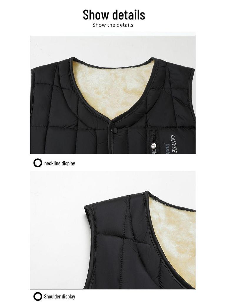 Men's Woodpecker Autumn/Winter Sleeveless Jacket - Middle-aged Dad's Thick, High-grade Cotton Vest.