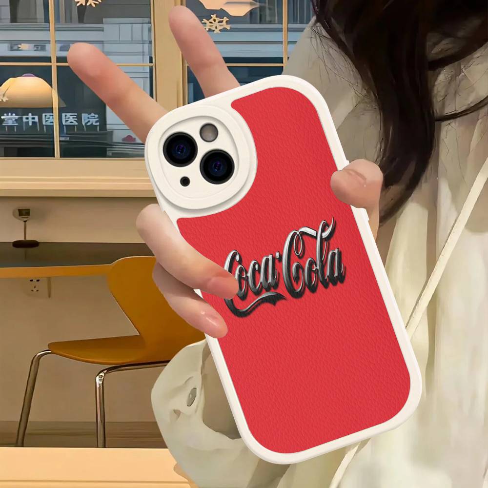 

Hot C-Coca Drinks C-Cola Phone Case For Iphone 16 15 14 13 12 11 Pro Max Plus Leather Soft Back Cover 12 pro max