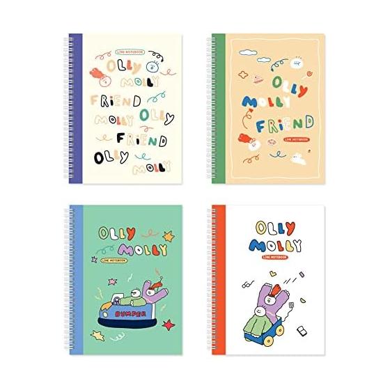 Monolike Spring School Notebook Olly Molly A Set of 4 - School Notebook Olly Molly A, 18x24 cm, 98 pages, Academic Line Notebook