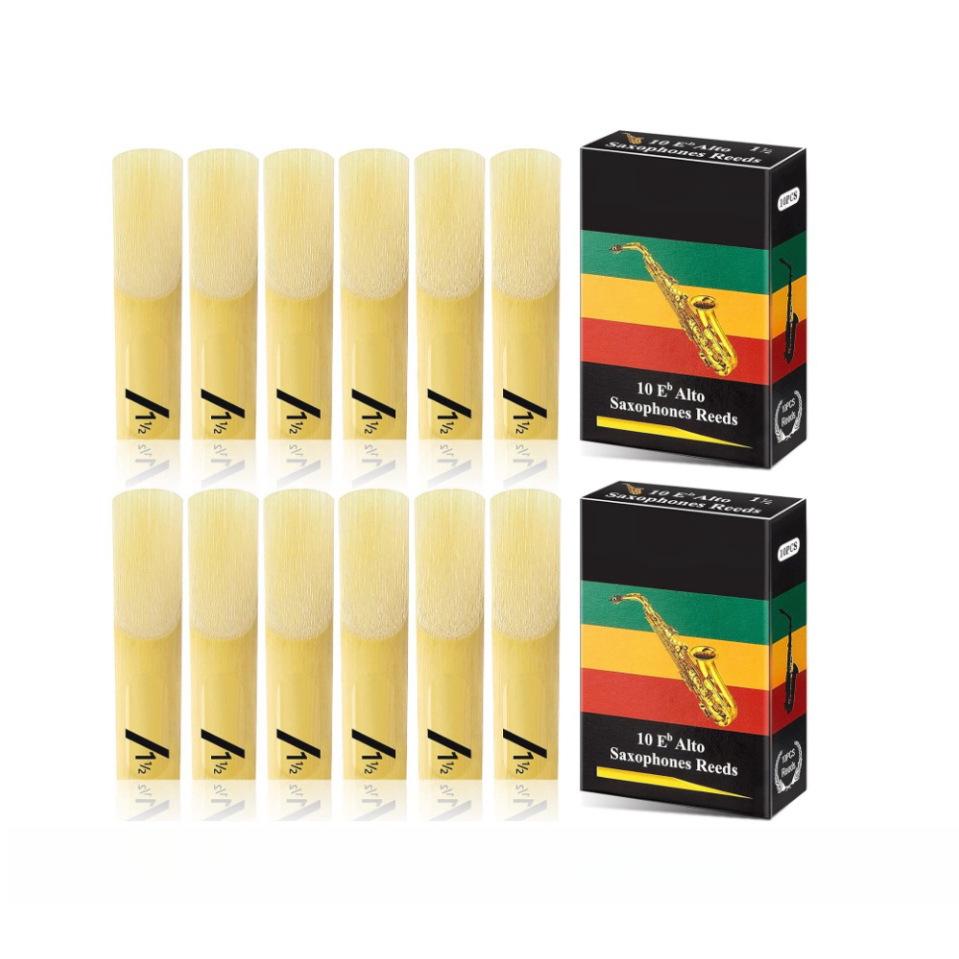 Saxophone and Clarinet Reeds, 10-Pack, Sizes 1.5/2.0/2.5, for Alto, Tenor, and Soprano.