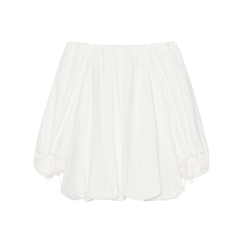 

Zaprha 2025 Summer New French style Sweet Puff Sleeves off-Shoulder Long sleeve Short Dress 3312216 Ground White L