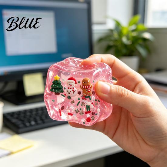 Clear Ice Cube Toy Christmas Stress Sensory Toy, Anxiety Relief with Gadget Snowman Tree Snowflake, Squeeze Xmas Stocking Stuffers Holiday Party