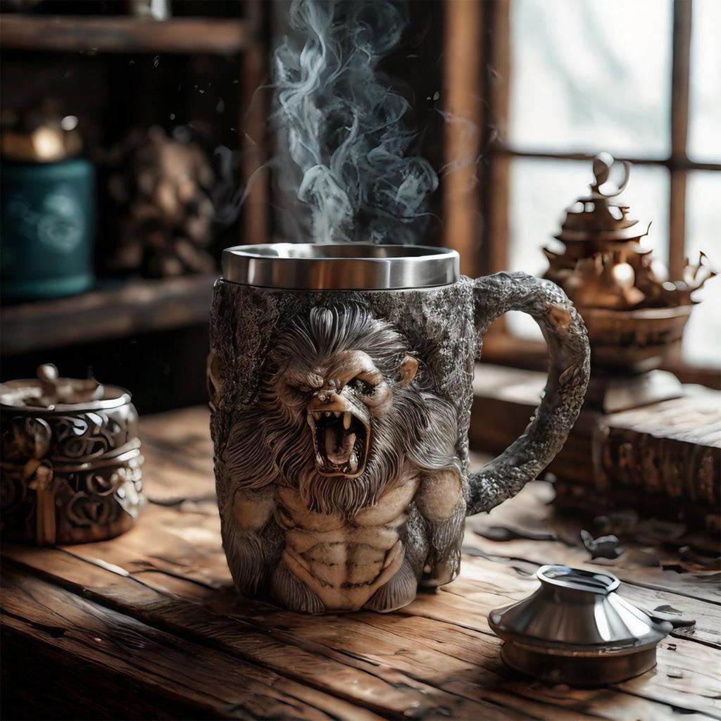 Novelty Coffee Mugs 400ml Resin Raging Ape Home Decoration Dad Coffee Mug For Cold Weather Picnic Fishing Outdoor Water Campfire