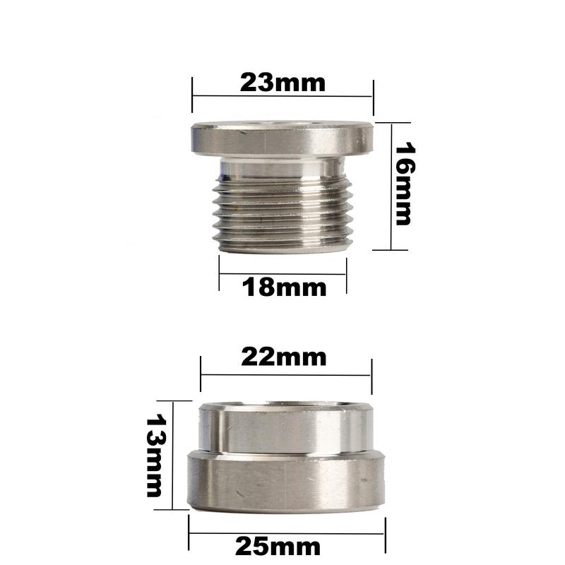 Universelles M18x1.5 Aufschweißbares Sauerstoffsensor-Gewindebuchsen- und Stopfen-Set Metall Breitbandmutter und Dichtkappe Set O2-Sensor-Installationswerkzeug