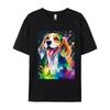 Beagle Dog Art Splash Colorful T Shirt Mens Pure Cotton Cute Style TShirts Crew Neck Tees Clothing Streetwear