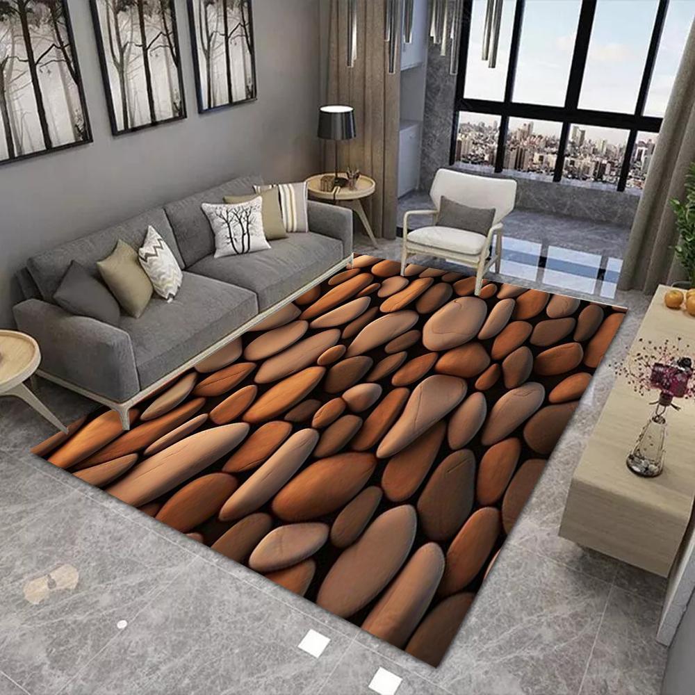3D Atural Pebble Stone Pathway Carpe Rug Non-slip Soft Realistic Texture Home Decoration Living Room Modern Durable Floor Mat