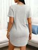 Plus Size Solid Color V-Neck Button Summer Dress for Europe & America