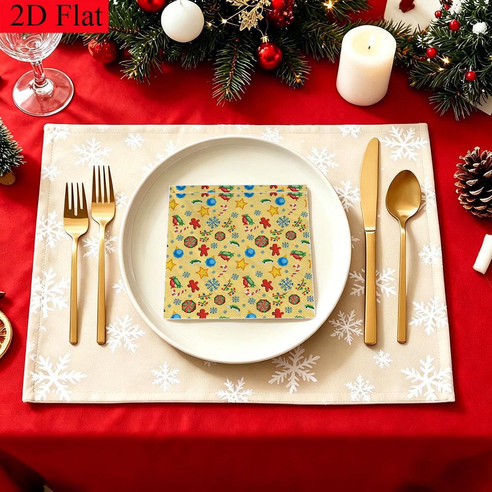 20pcs Disposable Napkins with Christmas Theme Pattern Print for Wedding,Parties,and Daily Use for Thanksgiving Fall Christmas Table Decoration