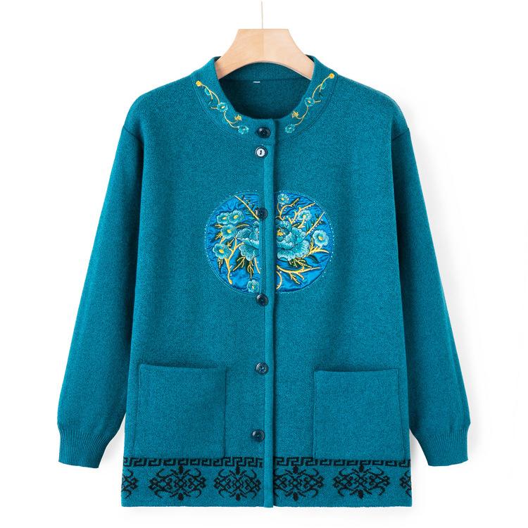 

Бабушкин осенне-зимний свитер-жакет женский праздничный кардиган для мамы, топ, свитер для среднего и пожилого возраста, одежда для пожилых людей 4XL