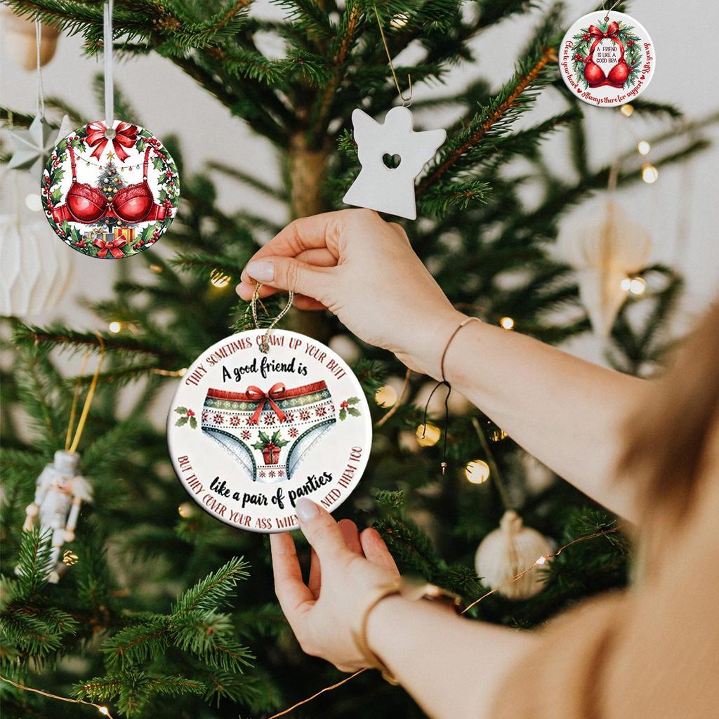 Funny Christmas Ornaments For Friends 2D Acrylic Funny Best Friend Decorations 3 Pieces Friendship Christmas Tree Pendant For