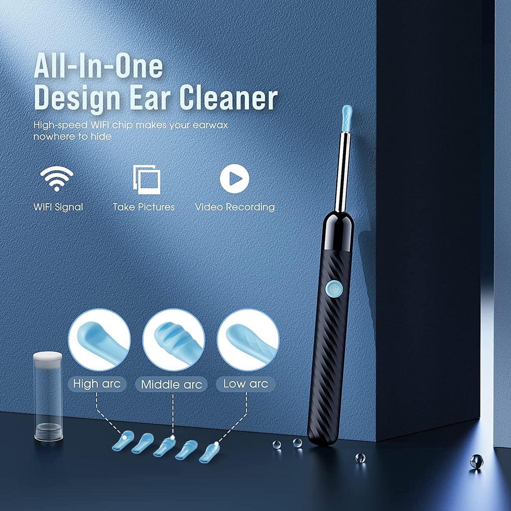 Ear Wax Removal - Earwax Remover Tool with 8 Pcs Ear Set - Ear Canal Cleaner with 1080P Camera - FSA HSA Eligible - Ear Cleaning Kit with 6 Ear Spoon