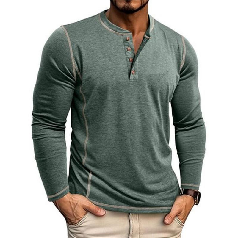 New Summer Men's Long Sleeve Stand Collar T-Shirt Breathable Casual Top