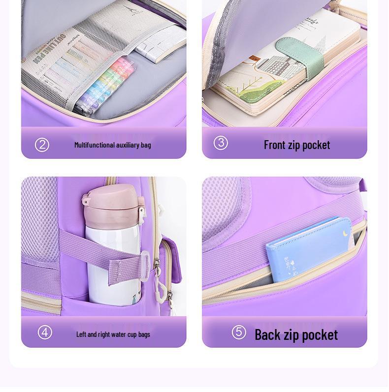 Large Capacity Lightweight Waterproof Backpack for Primary School Girls - Versatile and Breathable Design