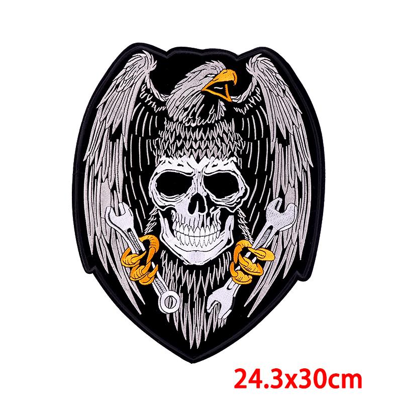 Punk Animal Large Embroidery Patch Iron On Patches For Clothing Thermoadhesive Patches On Clothes Sewing Patch For Jacket Back