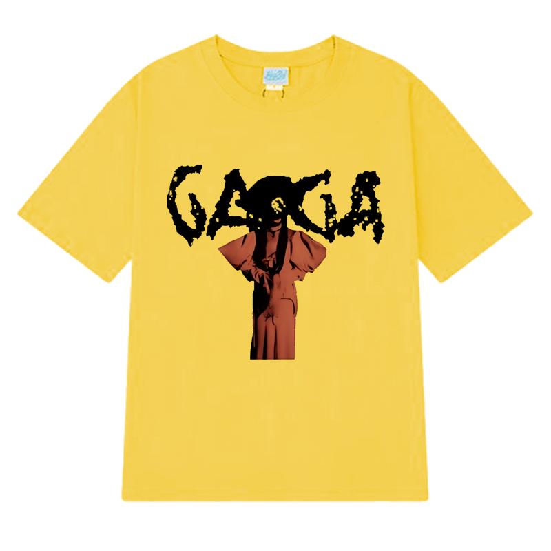 2025 New in Lady Gaga Orange Pose Graphic T shirt Men Women vintage Hip Hop streetwear Unisex 100% Cotton short sleeve T-shirts