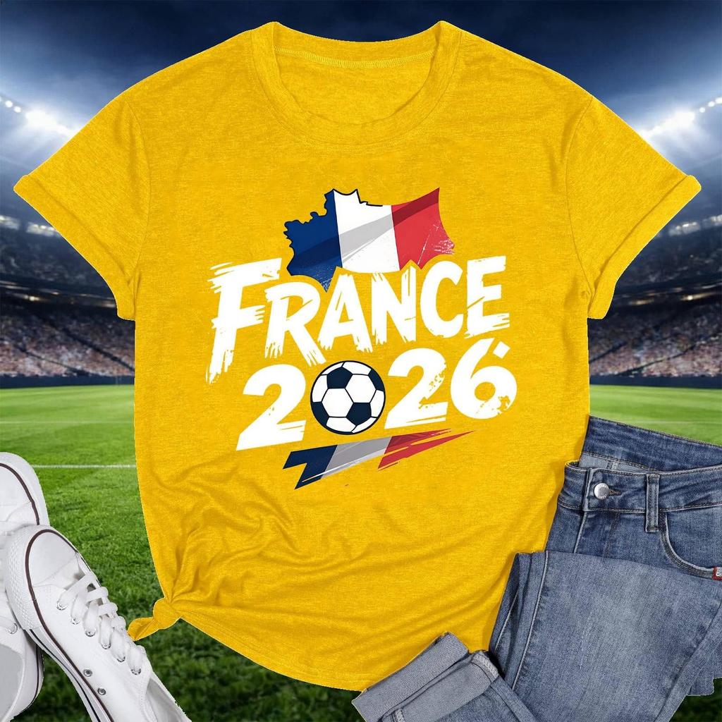 France 2026 Soccer Fan T-Shirt Crew Neck Short Sleeve Pullover Unisex Casual Tee Football Graphic Top for Supporters