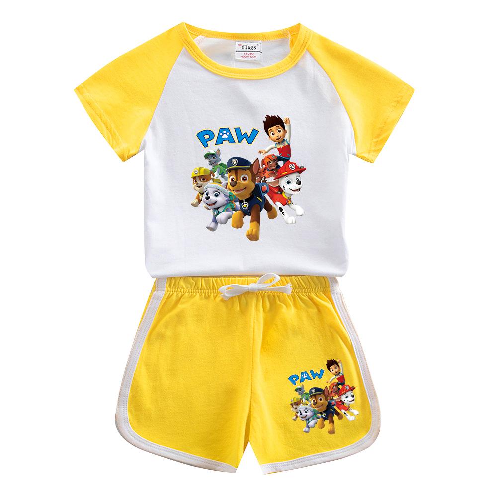 Paw Patrol Summer 2022 Kids' Two-Piece Set: Trendy Short Sleeve T-shirt & Shorts for Boys and Girls