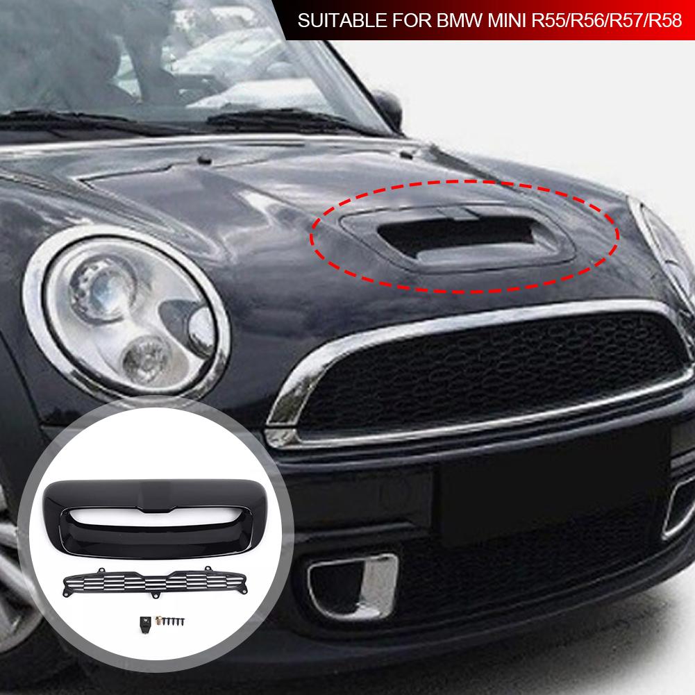 2PCS Car Engine Air Outlet Cover Trim Front Engine Hood Vent Trim Perfect Match Glossy Black for Cooper S R56 R55 R57 R58 R59