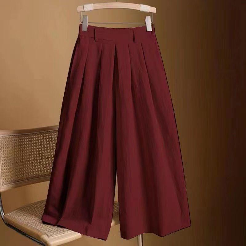 Pantaloni Largi de Damă cu Talie Înaltă din Bumbac și In - Subțiori, Croială Largă, Stil Casual de Vară