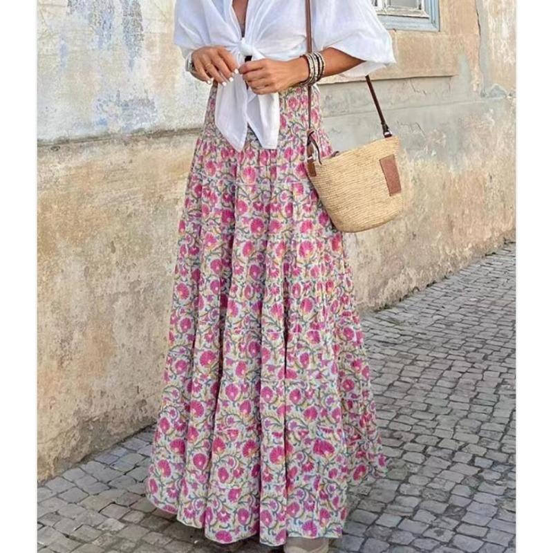 Damen Sommer Bedruckter High Waist Casual A-Linien-Halbrock