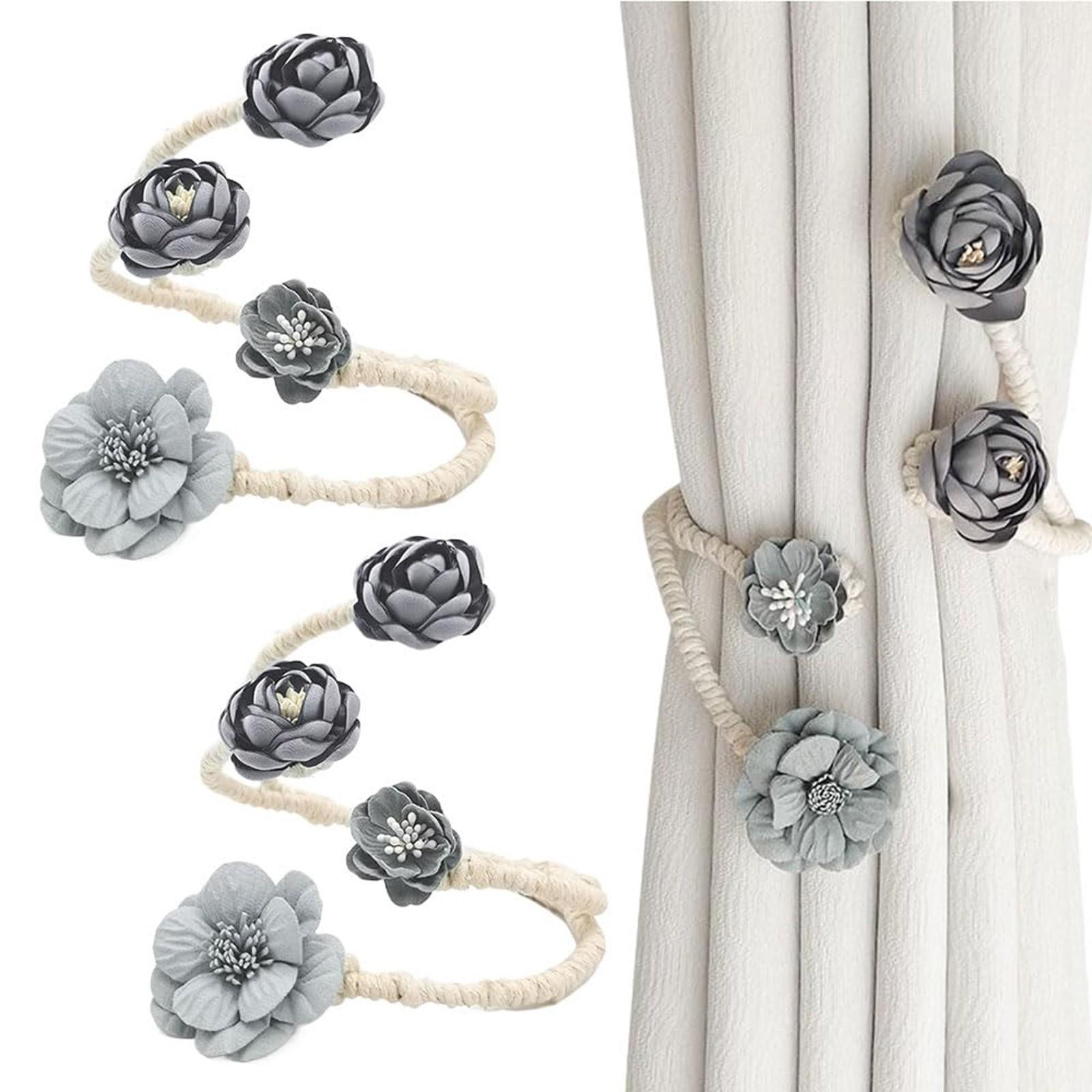 

Пряжки для штор с цветочным узором, завязки для штор с розами, креативные завязки для окон, элегантные декоративные завязки, подходят для украшения дома в гостиной и спальне, без завязок One Size