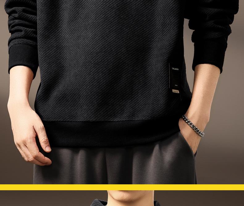 Men's High-End Half-Zip Corduroy Plush Hoodie: European Cotton, Ribbed Long Sleeve, Loose Fit, Autumn Polo Shirt.