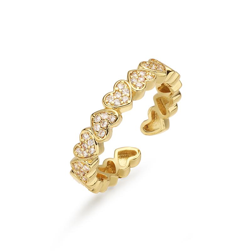 

HECHENG,Korean Simple Heart Shaped Zirconia Sparkling Ring Ladies Couple Opening Adjustable Jewellery Gift Ring 1 Pcs resizable золотой