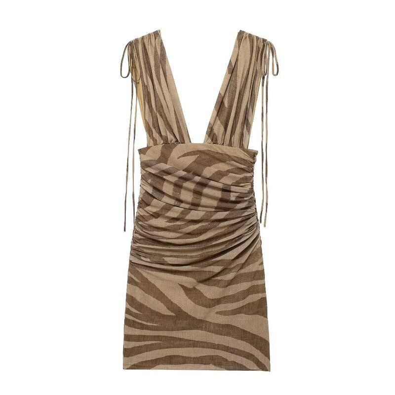 Fashion Style 2024 Summer New Arrival Women's Clothing Stylish Silm Print Silk Net Dress Short Skirt 8183034