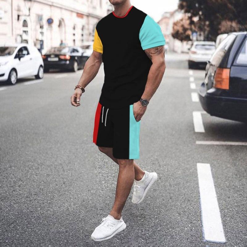 Summer Men Set New Tee Outfit Sweat Suit Tshirt For Man Sportswear Men Short Suit Casual T-Shirt+Shorts 2Piece Mens Tshirts Sets