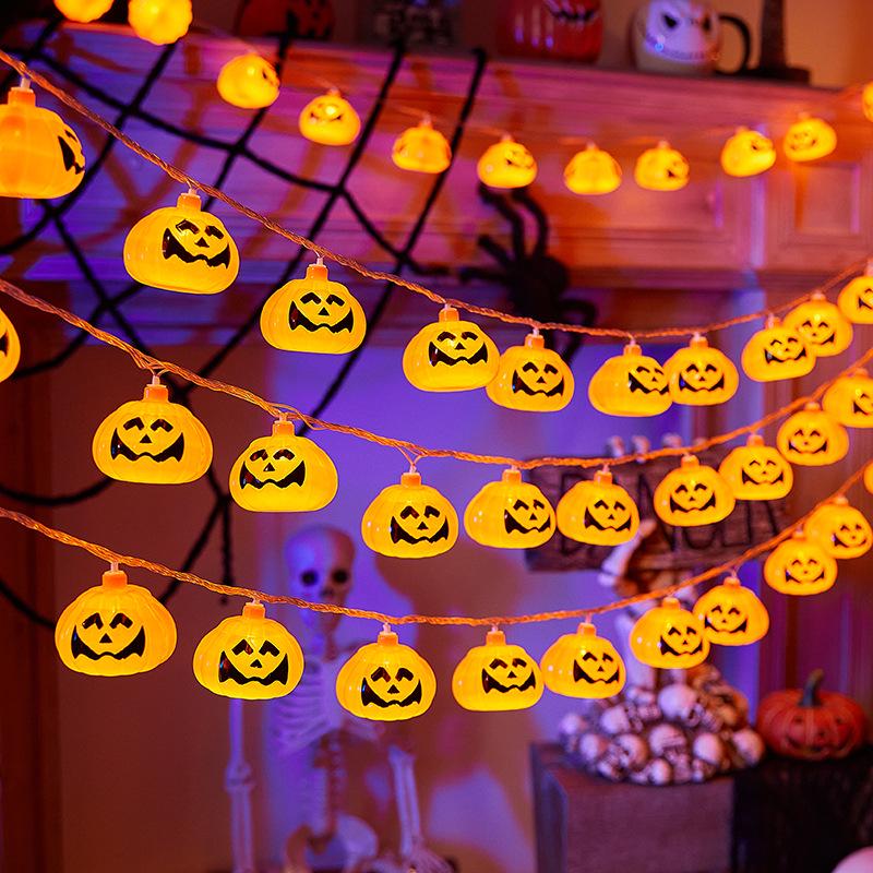 Halloween LED Pumpkin, Ghost & Bat Decorative String Lights for Courtyard Party - Colorful Atmosphere Lights