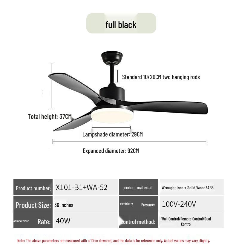 Nordic Retro Solid Wood Ceiling Fan with Light