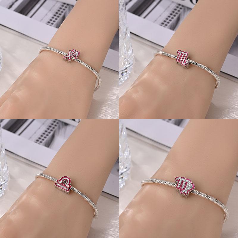Copper Metal 12 Constellation Bead Components Charm Bead Component Compatible With Authentic Original Bracelet High Quality Fine Jewelry Designed For