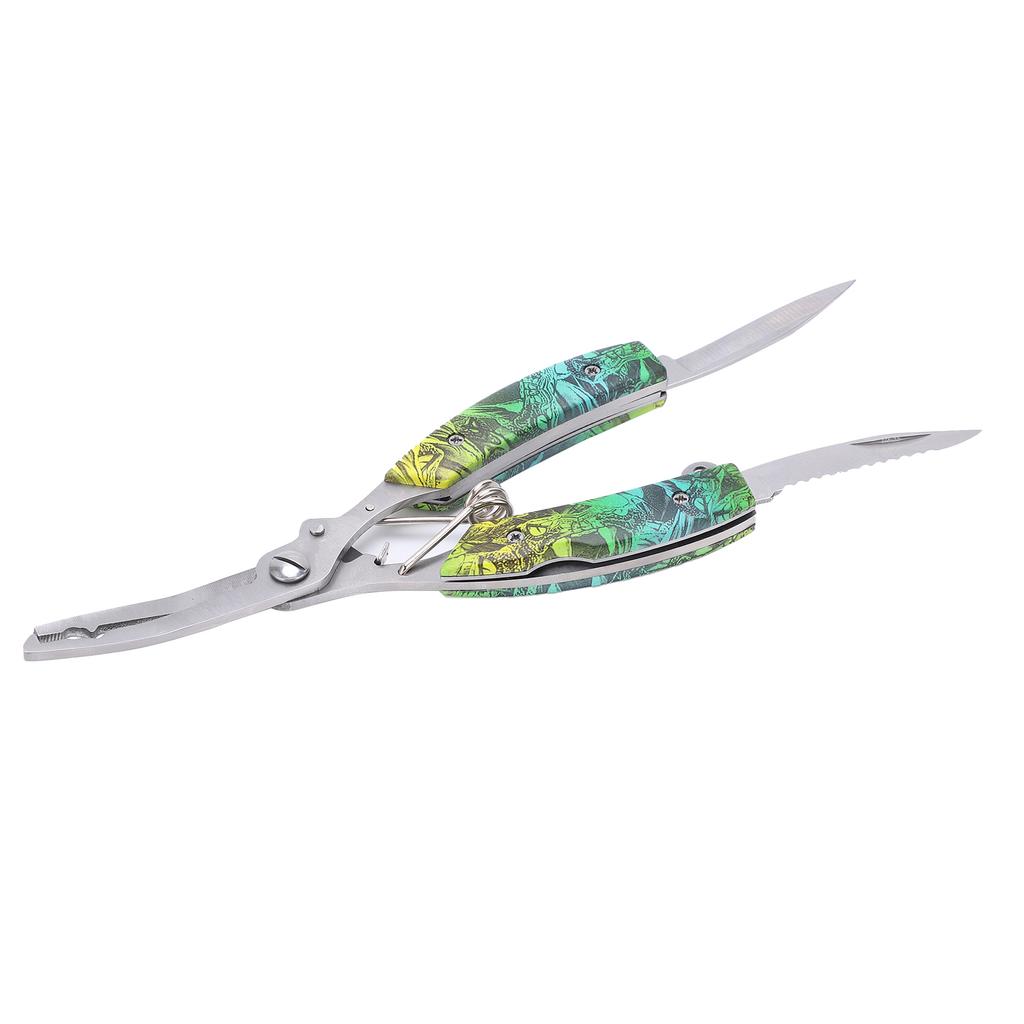 Multifunction Fishing Pliers Stainless Steel Fishing Scissors with 2 Blades Braid Line Cutters Hook Remover