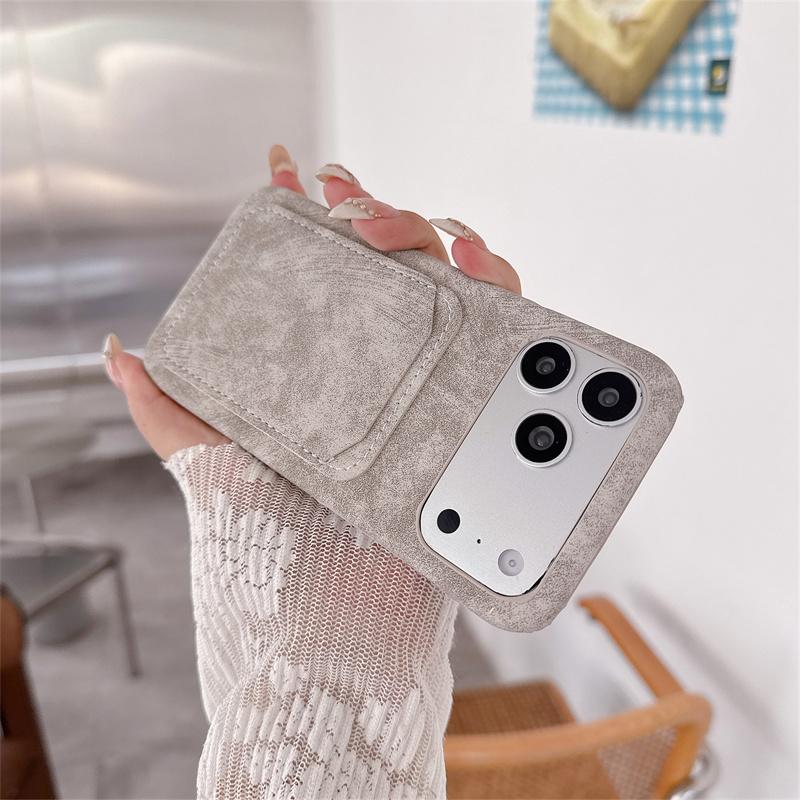 Luxury Fashion Matte Retro TPU Leather Phone Case For iPhone 17 16 15 14 Plus 13 12 Pro Max 11 Card Wallet Shockproof Back Cover