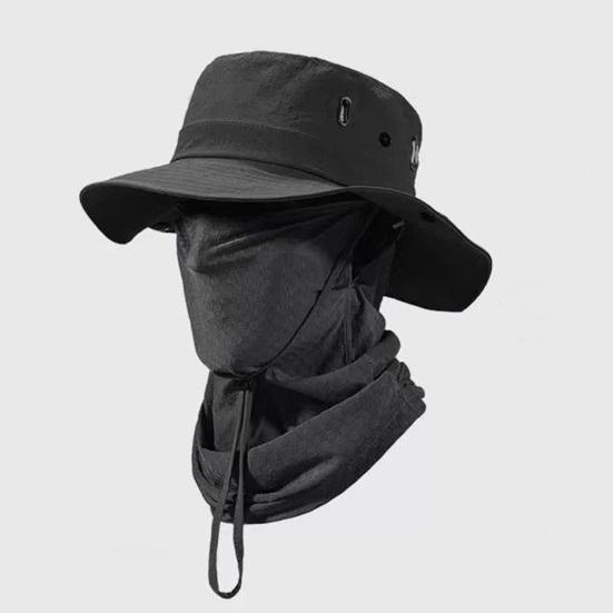 Ice Silk Fishing Hat, Breathable Quick-Drying Fabric Sun Hat with Wide Brim, Detachable Face Guard Adjustable Fit Sun Protection Hat for Outdoor