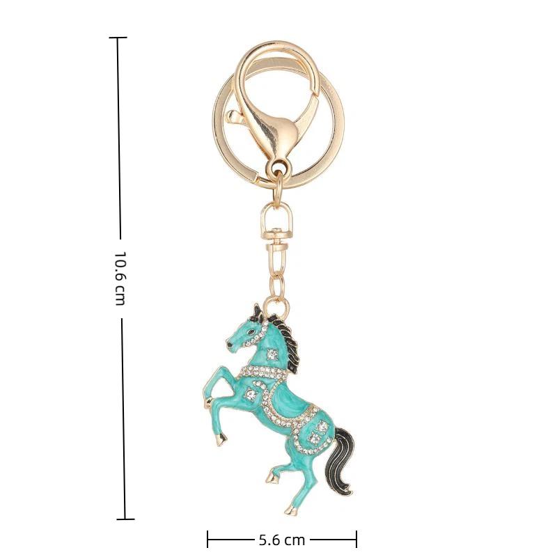 2026 New Horse Keychain Sparkling Crystal Metal Animal Pony Handbag Pendant Decoration Car Key Ring New Year Souvenir Gift