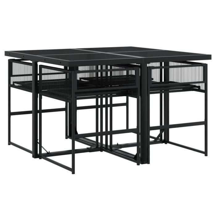 VidaXL Ensemble à manger de jardin coussins 5pcs noir résine tressée, ensemble à manger d'extérieur, meuble à manger de 3295023