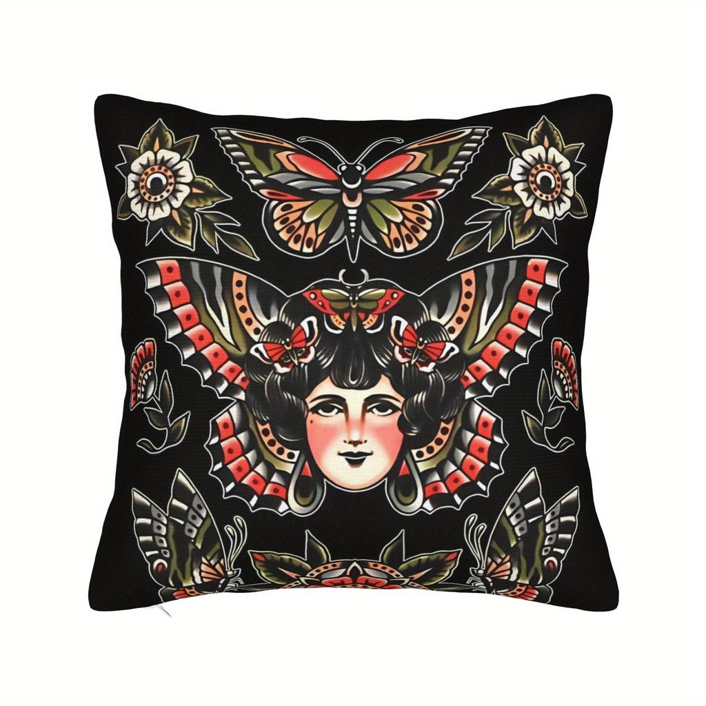 PC Bohemian Tattoo Style Pillow Cover Boho Art Decorative Cushion Cover for Sofa Living Room Bedroom Home Decor
