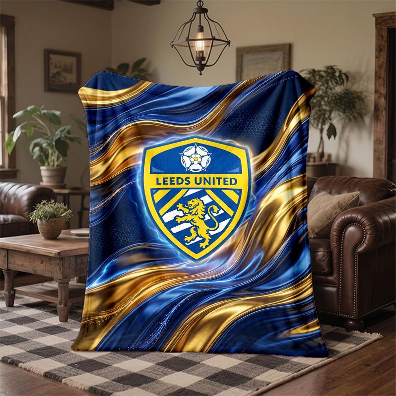 Leeds United Football Print Flannel Blanket Soft Warm Sofa Bed Throw Blanket For Home Office Bedroom