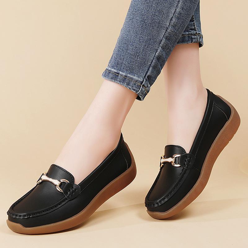 Women Black Moccasins Driving Shoes Flats Casual Nurse Loafers Khaki Minimalist Maternity Office Shoes Large Size