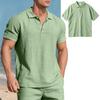 Men's Linen Polo Shirt Summer British Style Breathable Quick Dry Loose Fit Short Sleeve Casual Top