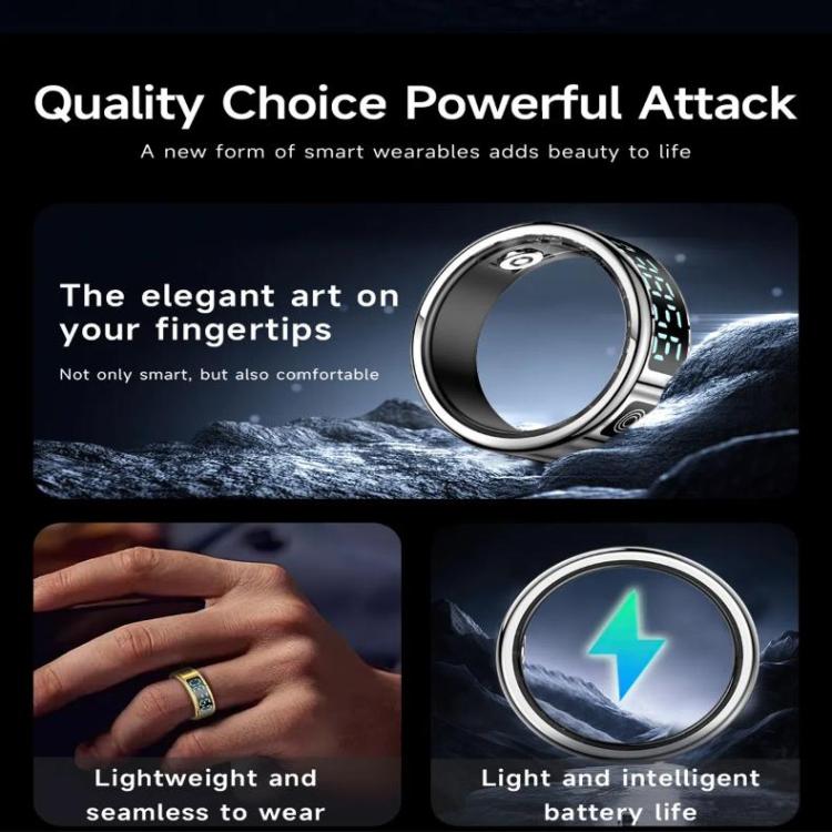 SR08 SIZE 12 Smart Ring, Support Hand Gestures Control / Health Monitoring / Multiple Sports Modes