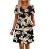 Women's Fashionable print V-neck Short Sleeved Loose Casual Beach Vacation Dress