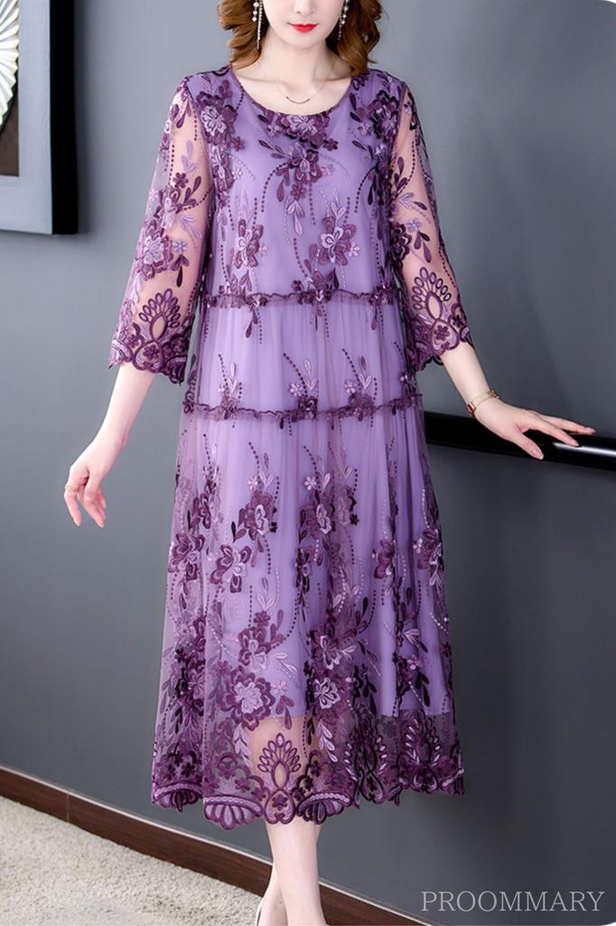 Party Large Wedding Party Lined [PROOMMARY] Dress, Size, Dress, Women's, Formal, Dress, 3/4 Sleeves, Lace, A-Line, (XL)