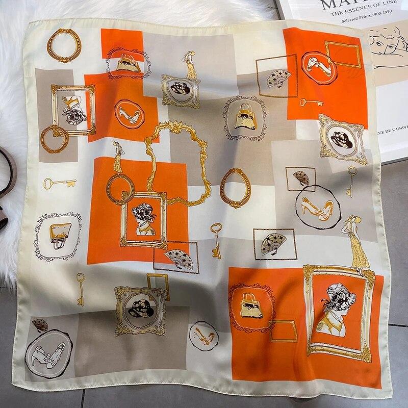 Luxuriöses Schal-Quadrat mit Seidengefühl für Damen, Frühling, Hijab-Mode, Wickeltuch, Halstuch, Damen-Haarbänder, Schleife, Stirnband, Bandana
