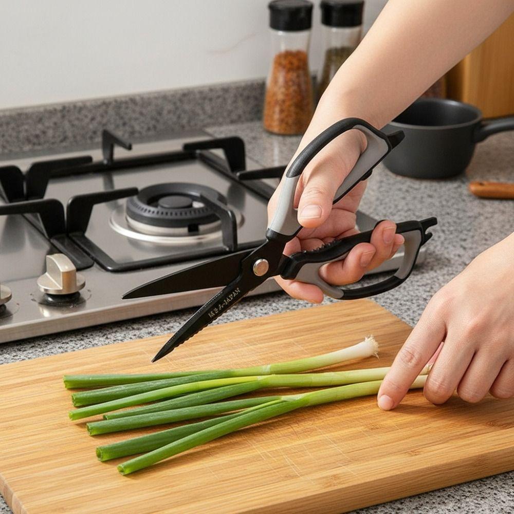 Heavy-Duty Chicken Bones Scissor Black Barbecue Scissors Kitchen Shear  for Food-Cutting