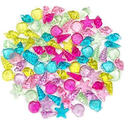 92 Stück/Set, 4 Stile, Acryl-Muscheln, Muscheln, Seesterne, verschiedene Farben, für Tischdekoration, Strand-Thema, Muscheln, Party-Dekoration, Kunsthandwerk