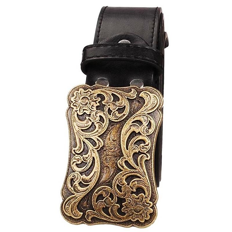 Retro Women Belt Metal Buckle Weave Arabesque Floral Pattern Belts Jeans Trend Punk Rock Decoration Waistband Gift For Women