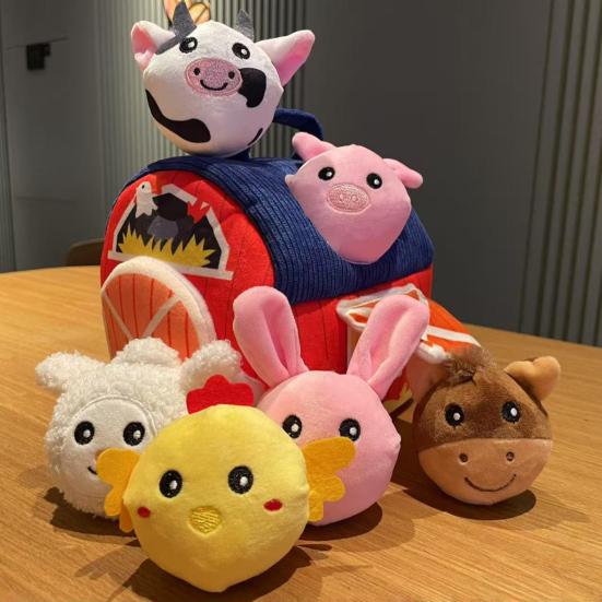 Baby Plush Farmhouse Toy Set with Stuffed Farm Animals Toddlers Boys